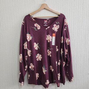 EVRI Plus Size V-Neck Long Sleeve Everyday Tee Women's Size 4X NWT